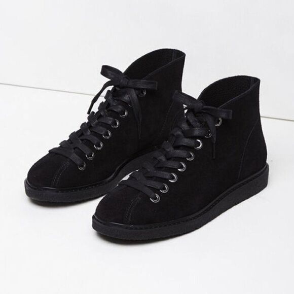 Alexander Wang Emmanuel Black Low Suede Lace Up Ankle Boot - Picture 1 of 7